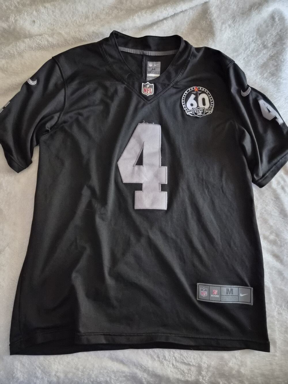 Size Medium 60TH ANNIVERSARY EDITION Nike NFL Raiders CARR #4 2019 On Field